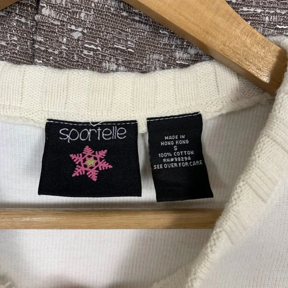 Vintage Sportelle Knit Full Zip Christmas Sweater Snowman Women's Small‎